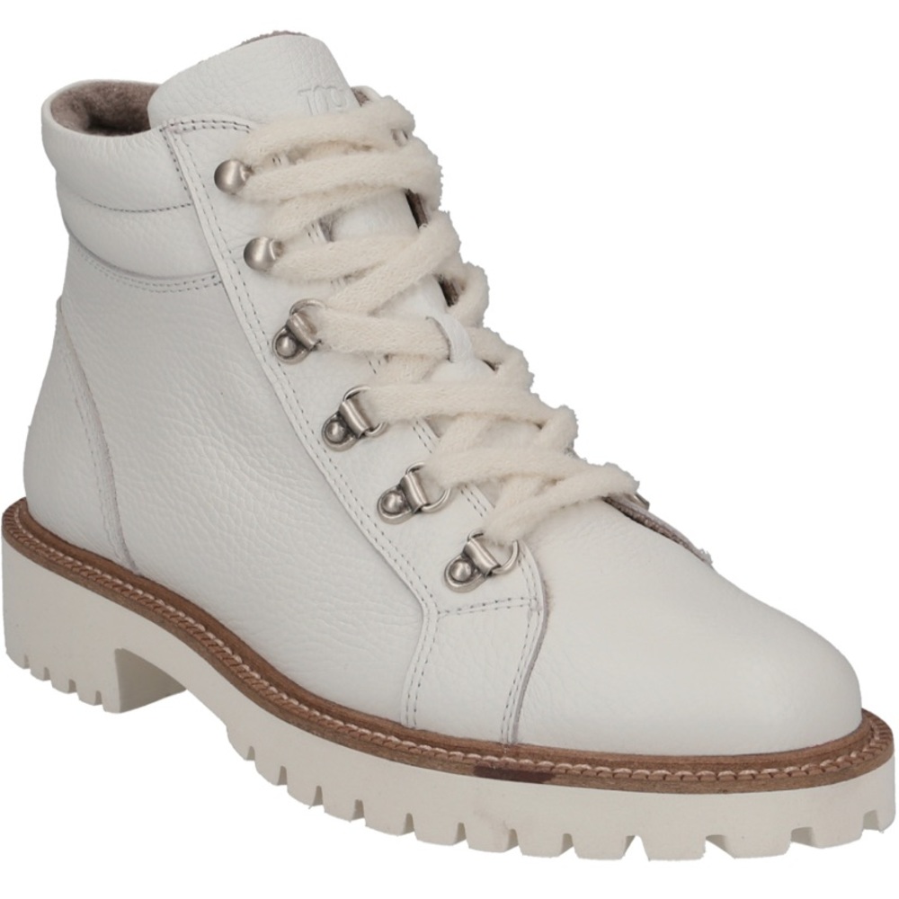 Off White Cervo Leather boot US 7.5 warm merino lining.  lace up Leather booties